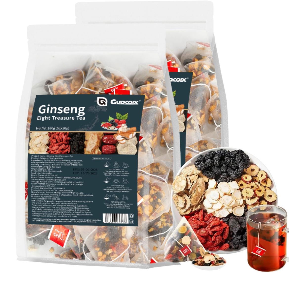 Gudcoix Kidney Ginseng Eight Treasure Tea With Wolfberry