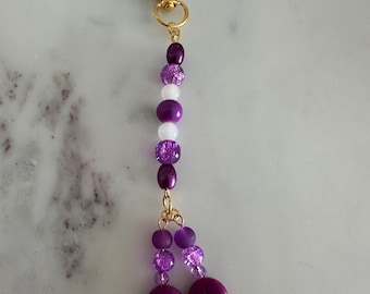 Purple Leaf Beaded Bag Purse Charm Flair