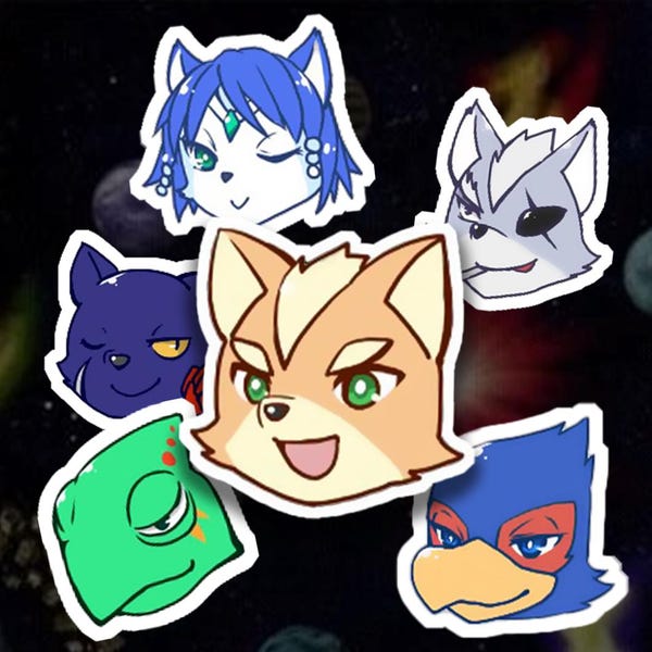 Star Fox Cute Chibi Stickers - Fox McCloud, Wolf O'Donnell, Falco Lombardi, Krystal, Leon Powalski, Panther Caroso