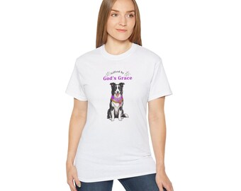 Christian Unisex Tee "Gifted by God's Grace" | Border Collie Shepherd Dog Agility Award | Watercolor Painting Style Cute Puppy T-Shirt