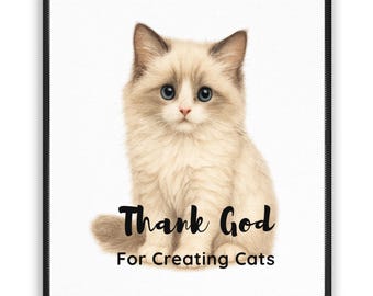 Ragdoll Cat Sketch White Mouse Pad, "Thank God for Creating Cats", Christmas Christian Gifts, Glorifying God