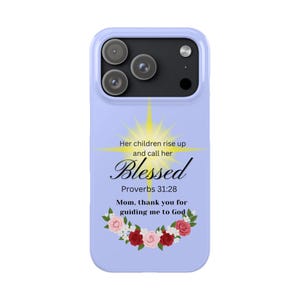 Blessed Proverbs 31:28 Lavande Coque pour iPhone « Maman, merci de m'avoir guidé vers Dieu » - Fête des Mères, Chrétienne, Cadeaux d'anniversaire