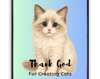 Ragdoll Cat Sketch Pastel Blue Mouse Pad | Thank God for Creating Cats - Christian & Christmas Gifts