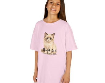 Thank God for Creating Cats Kids T-shirt | Ragdoll Cat Sketch, Christian & Christmas Gifts