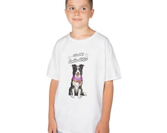 Christian Youth Tee "Gifted by God's Grace" | Border Collie Shepherd Dog Agility Award | Watercolor Painting Style Cute Puppy T-Shirt