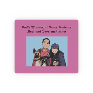 Personalized Valentine's Art Portrait Mouse Pad - "God's Wonderful Grace Made Us Meet and Love" - Memory Gifts Christian Glorify God
