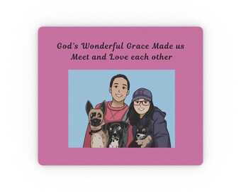 Personalized Valentine's Art Portrait Mouse Pad - "God's Wonderful Grace Made Us Meet and Love" - Memory Gifts Christian Glorify God
