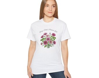 Every Petal Praises God Unisex Cotton Graphic T-Shirt | Artistic Cosmos & Button Pom Illustration | Christian Faith Botanical Apparel Gift