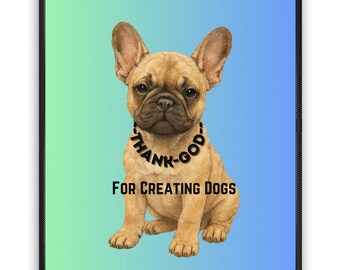 Thank God for Creating Dogs - Mouse Pad | Bulldog Sketch Portrait | Pastel Blue & Green - Christmas Christian Gifts