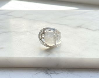 Verstellbarer Weißer Rutilquarz Ring: S925 Sterling Silber, Natürlicher Kristall