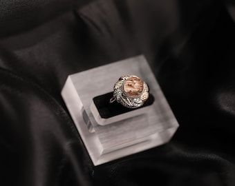 Sterlingzilveren fantoomkwartsring: Whispers of Dawn kristallen sieraden