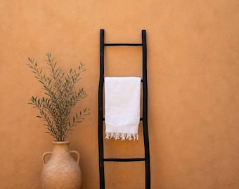Scala portasciugamani rustica in legno, scala decorativa per il bagno, portasciugamani fatto a mano