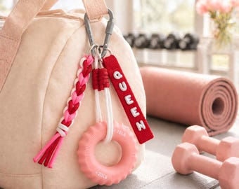 Handmade Paracord Bag Charm, Stress Relief Grip Ring, Mindful Wellness Fidget Keychain, Hand Exercise Bag Charm, Gift for Her