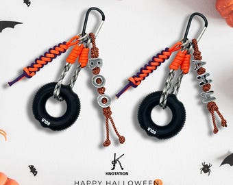 Handmade Grip Ring Hand Exerciser, Paracord Bag Charm, Fitness Charm, Keychain, EDC, Fidget, Stress Relief, Gift for Climbers & Gym Rats