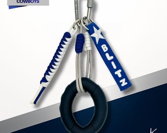 Dallas Football Inspired Grip Training Paracord Keychain｜Hand Exercise, Stress Relief, Fidget｜Handmade for Football Fans｜Father's Day Gift