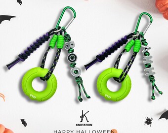 Handmade Paracord Fidget Keychain: Grip Strength Trainer, Hand Exerciser, Fitness Bag Charm, EDC, Stress Relief, Gift for Climber & Gym Rat