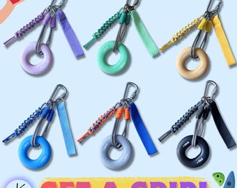 Hand Exercise Paracord Keychain for Grip Training, Stress Relief, Fidget & Rehab W/ DIY Tag, Handmade Workout Bag Charm, Father's Day Gift