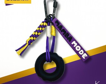 Llavero de paracord de entrenamiento de agarre Lakeshow | Ejercicio de manos, alivio del estrés, antiestrés | Regalo navideño hecho a mano para fanáticos del baloncesto de Los Ángeles | Morado y dorado