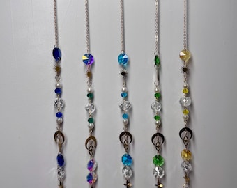 Rainbow Crystal Sun Catcher Boho Driftwood hanging prism window decor
