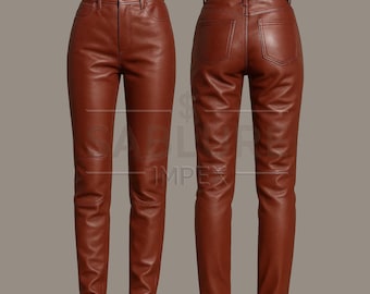Pantalones de piel de vacuno hechos a mano: pantalones ajustados de talle alto.