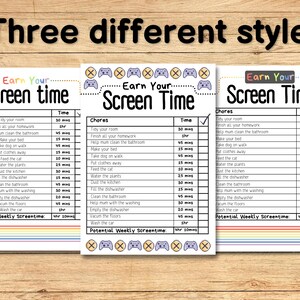 Digital Customizable Screen Time Reward Chart A4 US Letter Size Kids ...