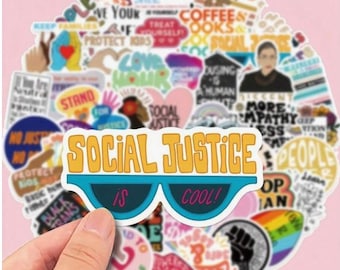 Social Justice Vinyl Stickers 50 pack, Equality, Activism, Empowerment, Feminist, Motivational, Kindness,inclusion