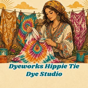 Tie Dye Studio Coloring Book for Adults, Boho Hippie Printable PDF, 50 Pages