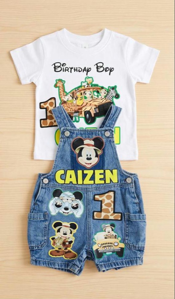 Mickey Shortalls and Skirtalls - Personalized Denim Outfit, Custom Name & Age