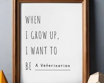 Arte mural imprimible de veterinario para niños (descarga digital)