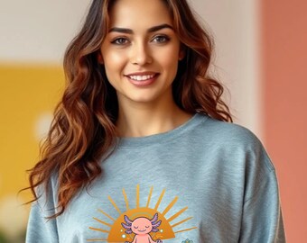 Sudadera de cuello redondo de ajolote meditando / Encuentra tu calma y comodidad