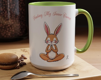 Taza de conejito meditando / Taza de café decorativa de 11 oz o 15 oz