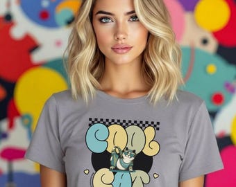 Top corto con gráfico de gato retro / Detalle de tablero de ajedrez