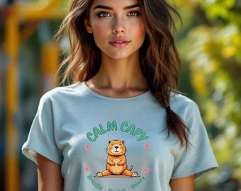 Top corto gráfico de carpincho Calm / Breathe Stretch Relax