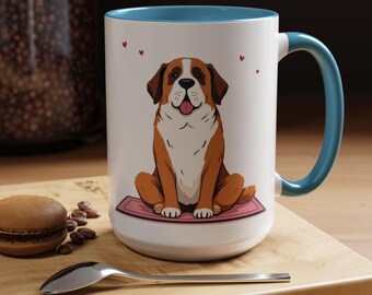 Taza con ilustración de perro San Bernardo / Taza de café decorativa de 11 o 15 oz