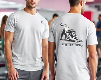 Stretch Strong Lion Tri-Blend Tee: Motivational Unisex Gym Shirt