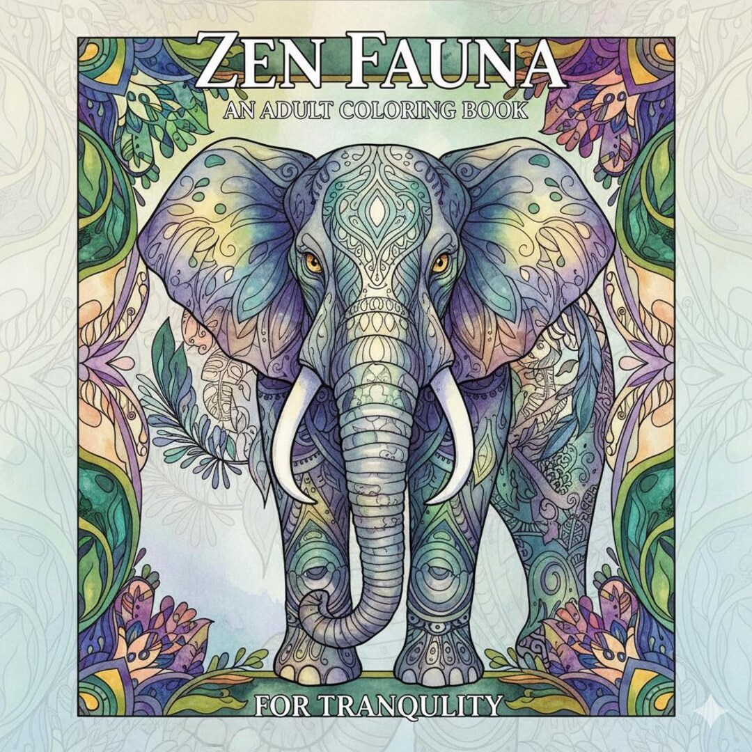 Zen Fauna Adult Coloring Book | Stress Relief Animal Coloring Pages ...