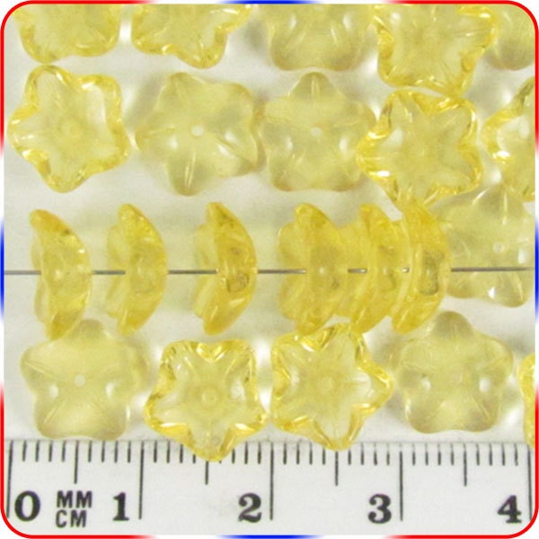 Cup Flower Beads 10mm Czech Glass  - Topaz (24)