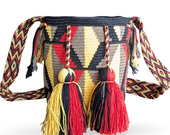 Wayuu Mochila Bag – Authentic Colombian Crossbody, Artisan Boho Shoulder Bag