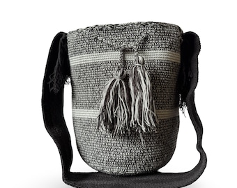 Authentic Wayuu Bucket Bag- Colombian Artisan Mochila - Handmade Crossbody