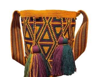 Ethnic Wayuu Mochila Bag –  Handmade Colombian Crossbody, Artisan Boho Shoulder Bag