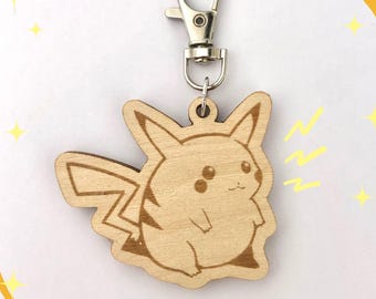 Pika poke wood keychain
