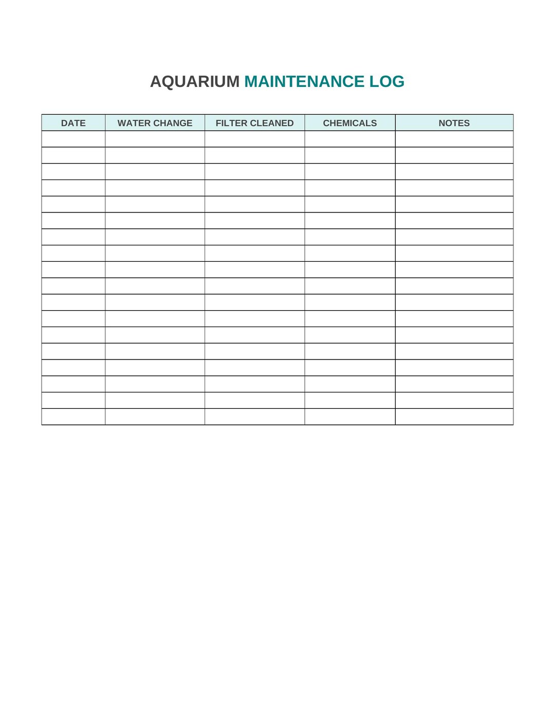 Aquarium Maintenance Log Printable | Fish Tank Care Tracker - Etsy Canada