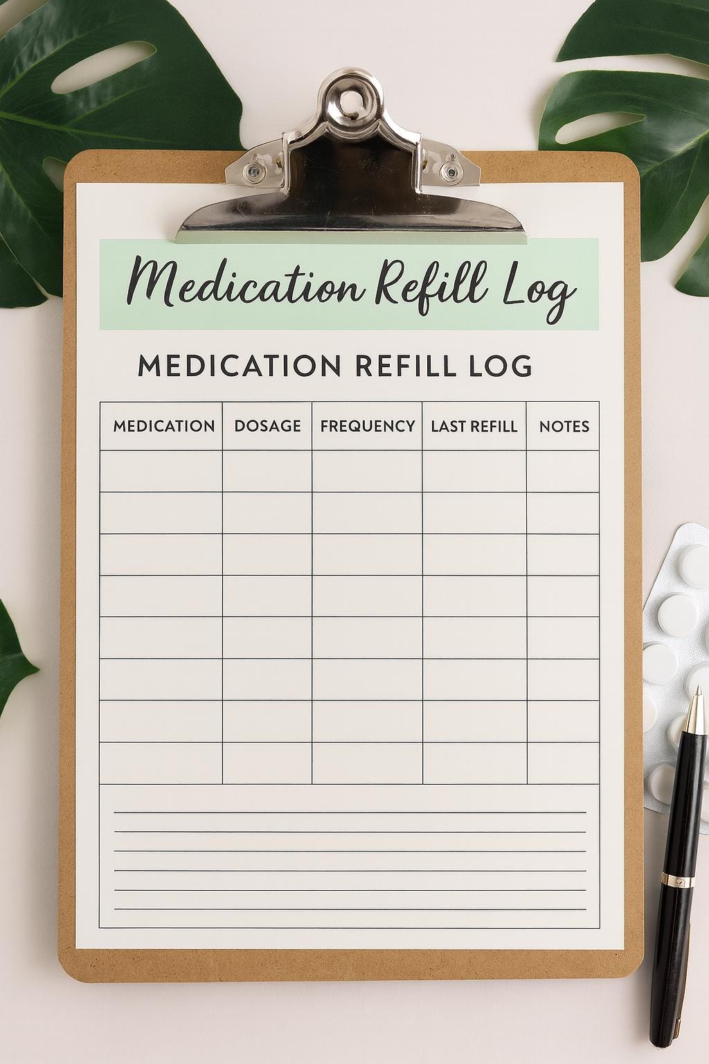Refill Roster Log Medication Refill Log Printable | Medication Tracker Sheet | Medicine ...