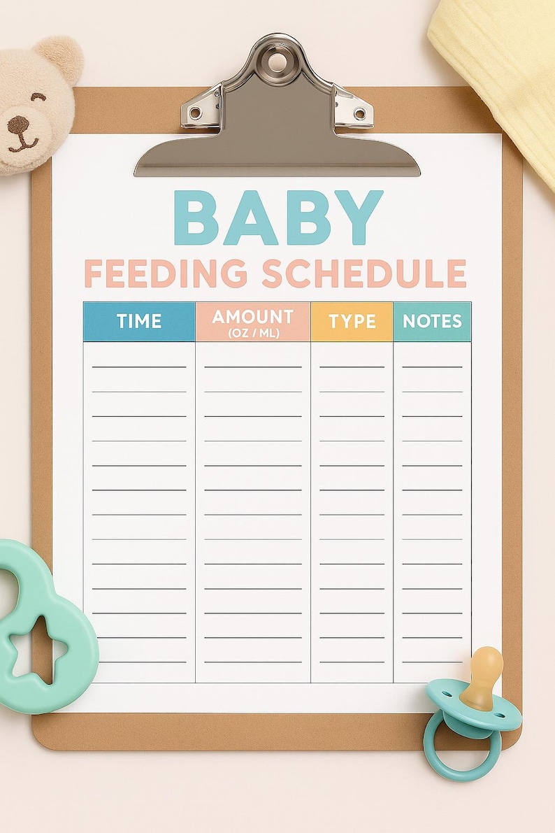 Baby Feeding Schedule Printable | Newborn Feeding Tracker | Baby Bottle ...