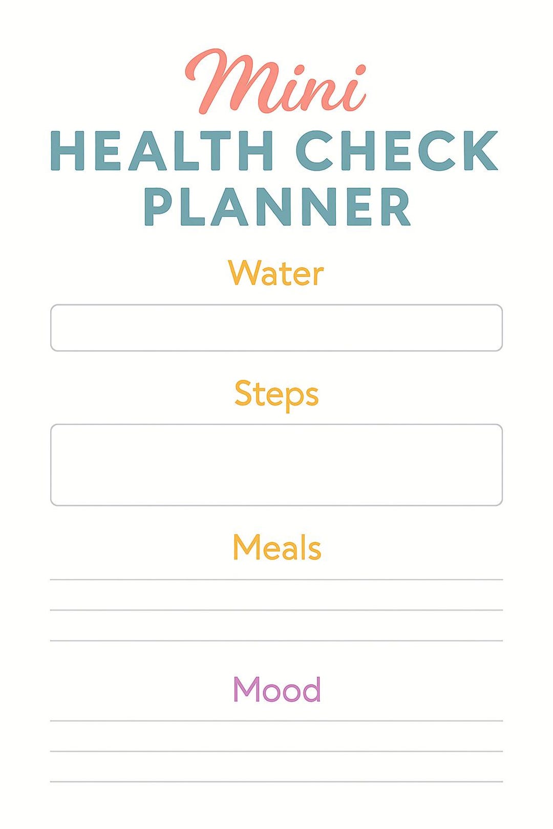 Mini Health Check Mini Health Check Planner Printable | Daily Wellness Tracker | Self ...