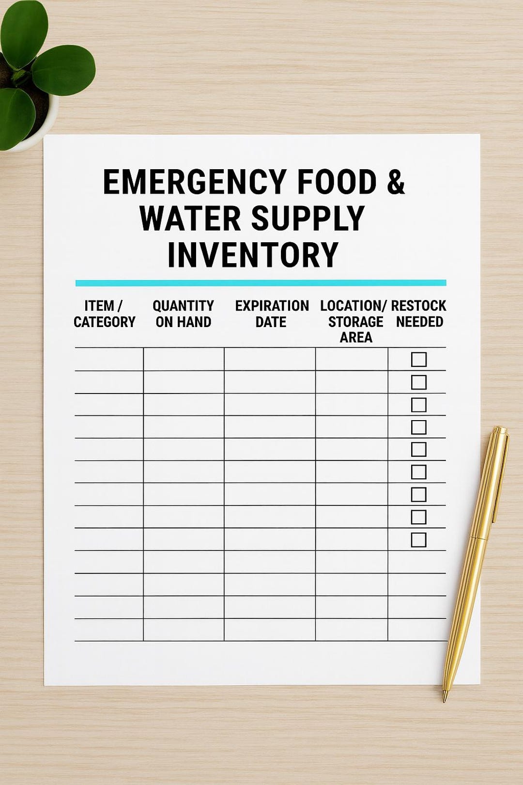 Emergency Food and Water Supply Inventory Printable - Etsy