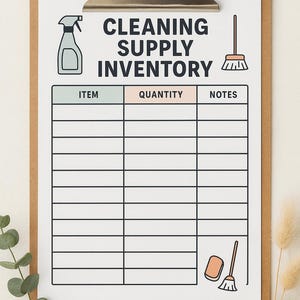 Cleaning Supply Inventory Printable: Household Restock Tracker (PDF ...