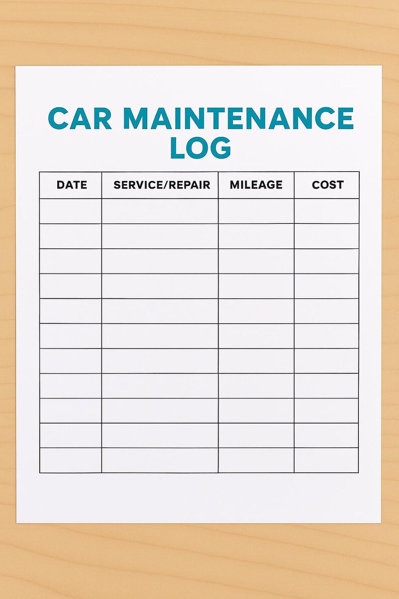 Car Maintenance Log Printable | Vehicle Service Tracker | Auto Repair ...
