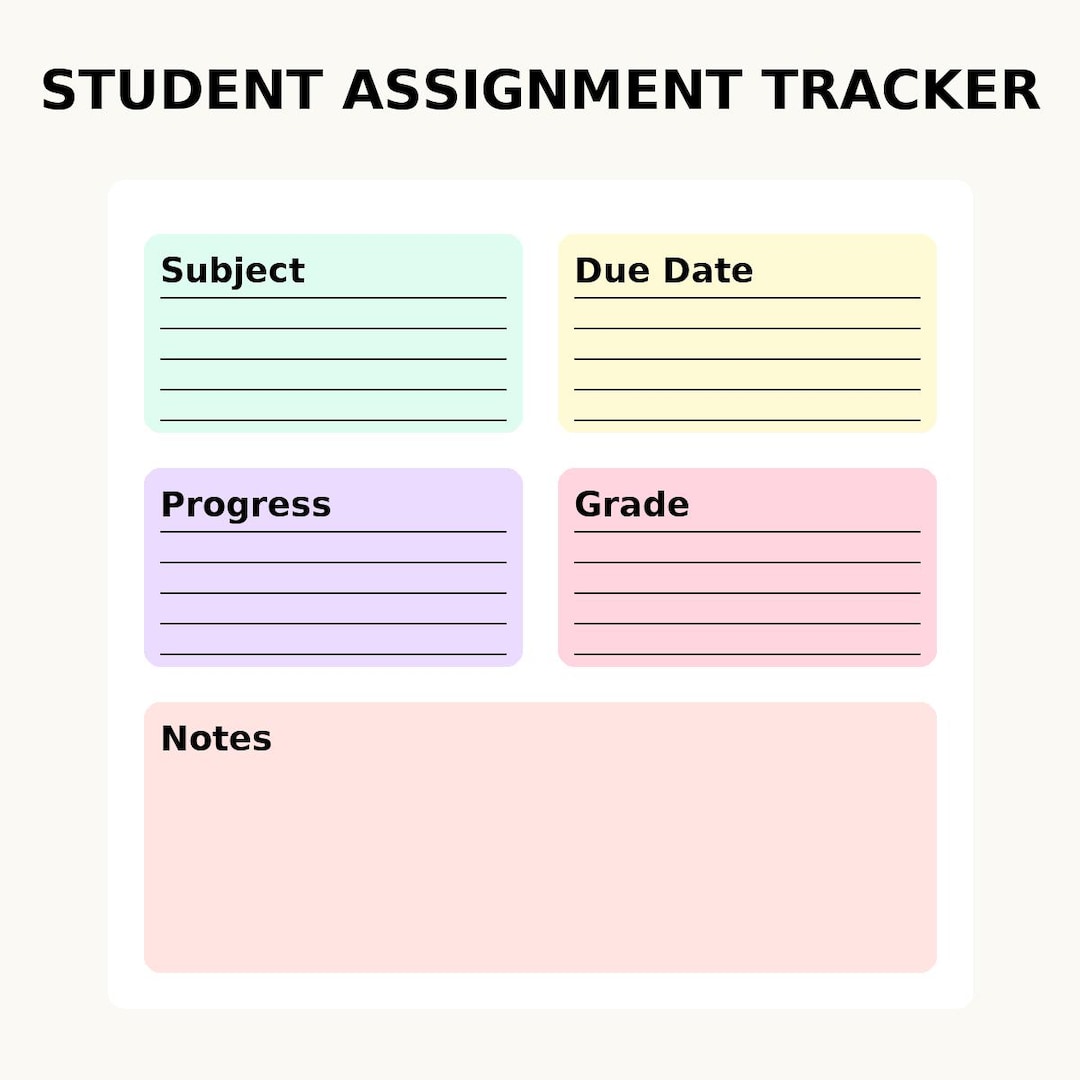 Student Assignment Tracker | Printable PDF - Etsy