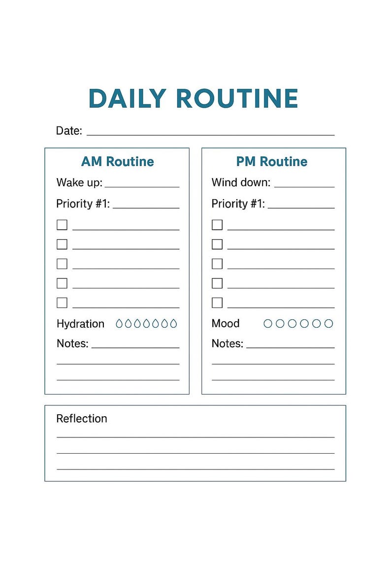 Daily Routine Planner Printable AM PM Routine Sheet - Etsy Canada